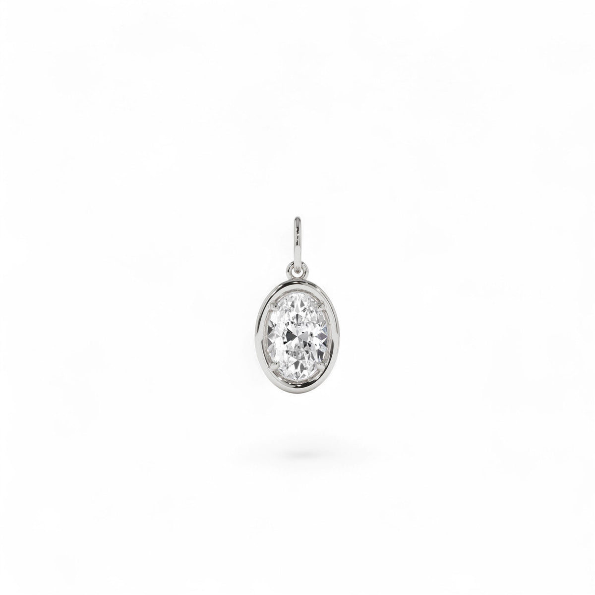 1 CTW Oval Shaped Lab-Grown Diamond Pendant Necklace in 14K Gold — view 4