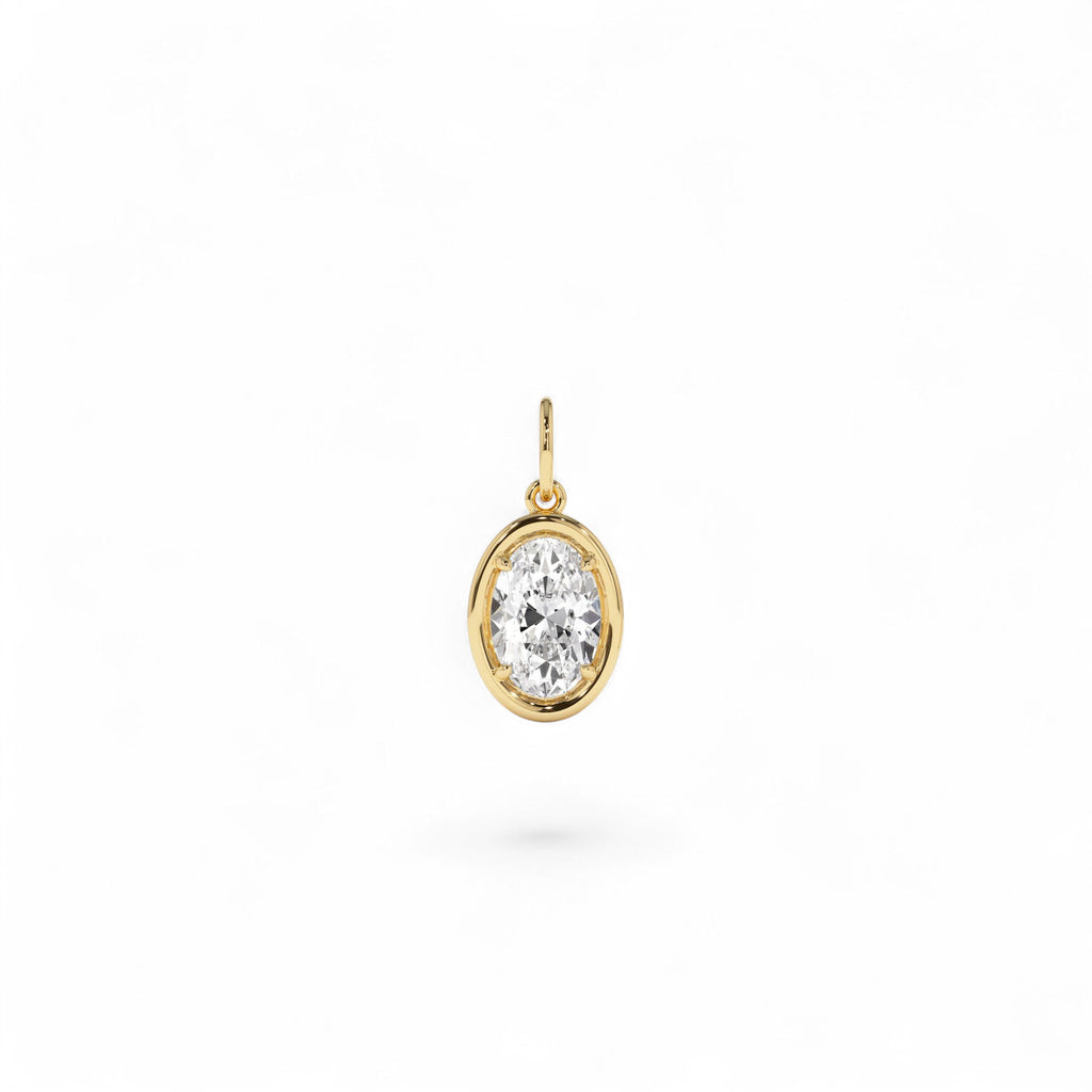 1 CTW Oval Shaped Lab-Grown Diamond Pendant Necklace in 14K Gold — view 2