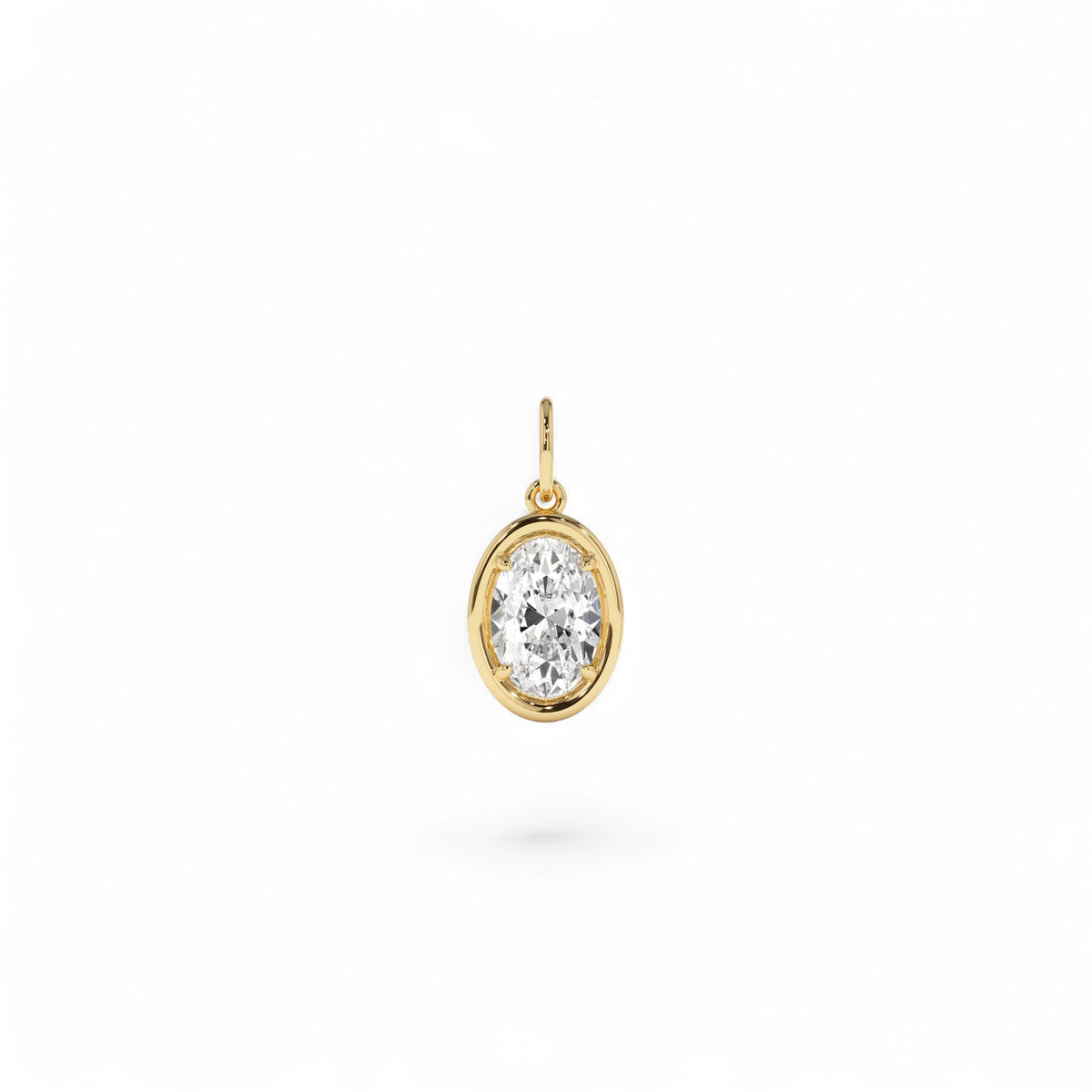 1 CTW Oval Shaped Lab-Grown Diamond Pendant Necklace in 14K Gold — view 2