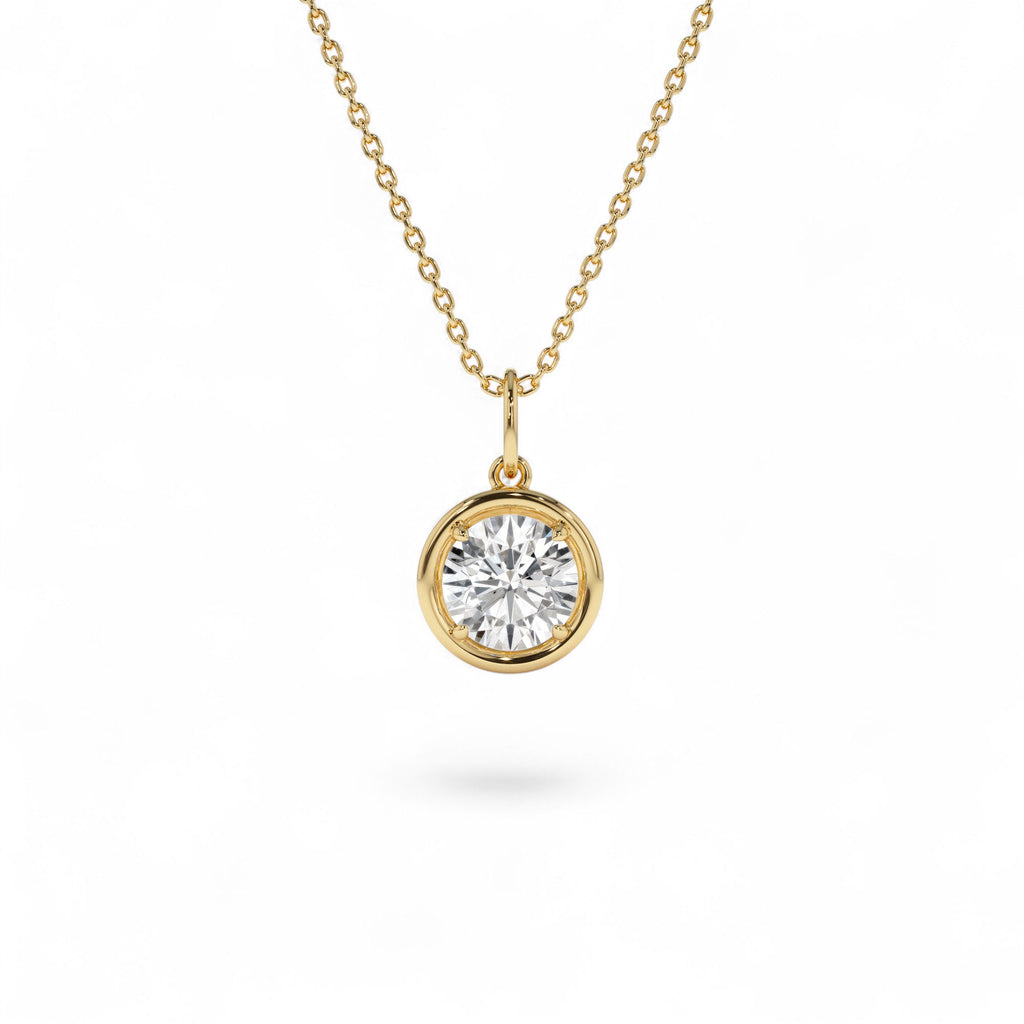 1 CTW Round Shaped Lab-Grown Diamond Pendant Necklace in 14K Gold — view 1