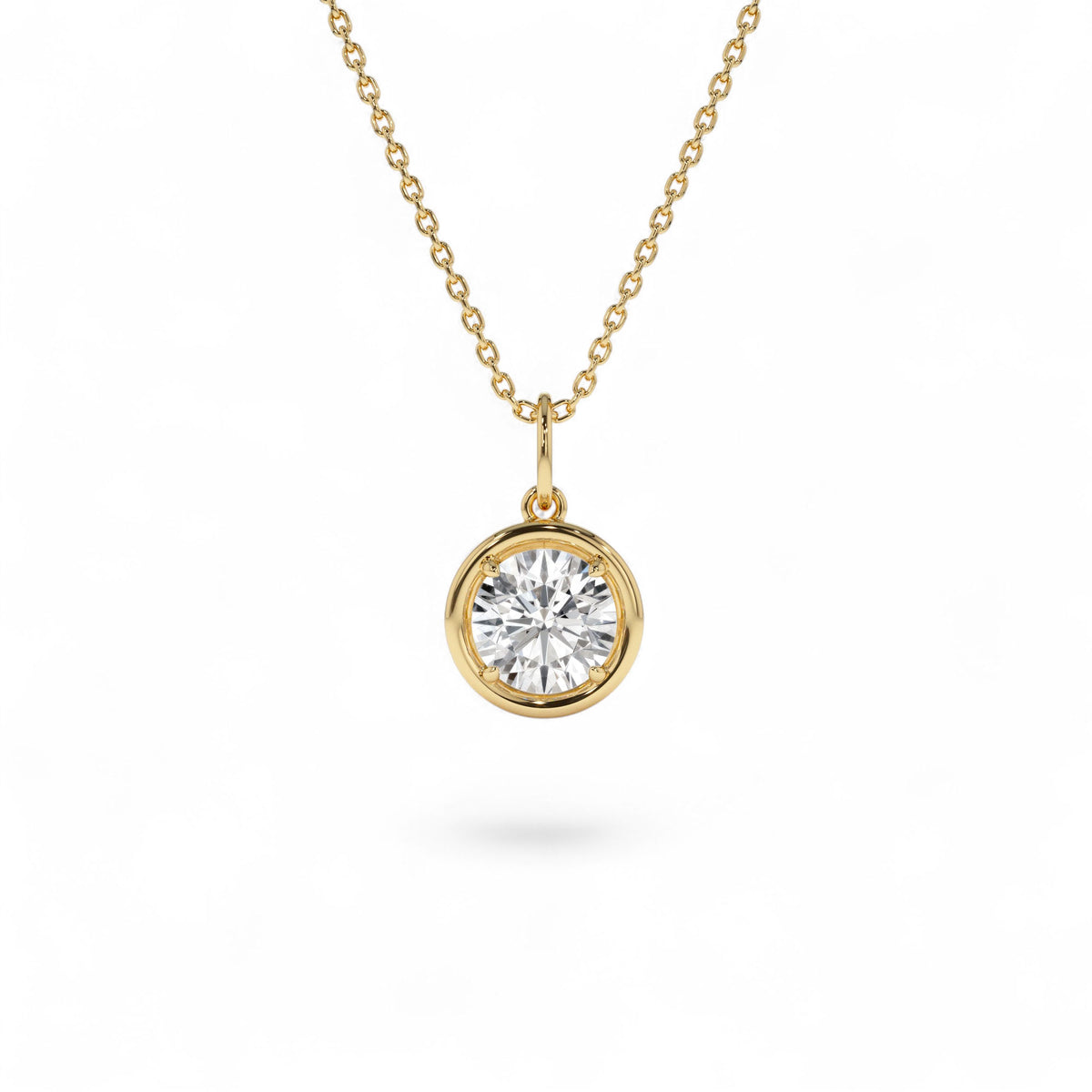 1 CTW Round Shaped Lab-Grown Diamond Pendant Necklace in 14K Gold — view 1