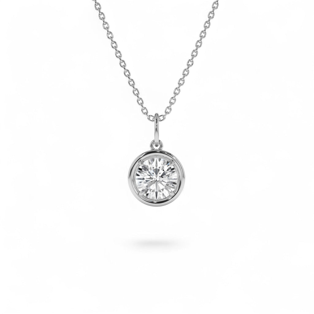 1 CTW Round Shaped Lab-Grown Diamond Pendant Necklace in 14K Gold — view 2