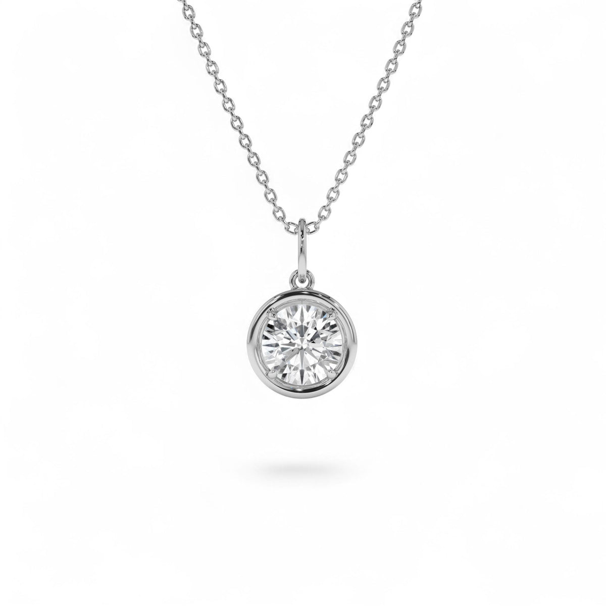 1 CTW Round Shaped Lab-Grown Diamond Pendant Necklace in 14K Gold — view 2
