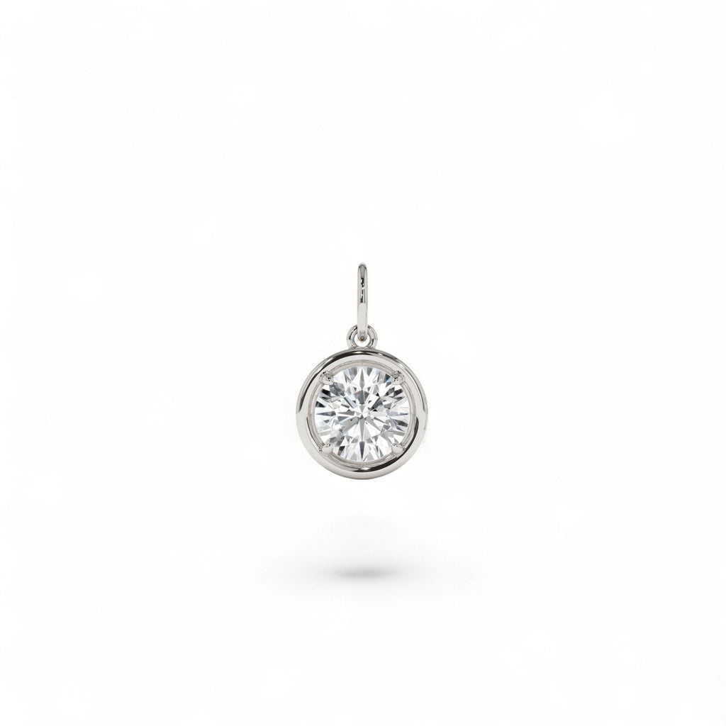 1 CTW Round Shaped Lab-Grown Diamond Pendant Necklace in 14K Gold — view 3