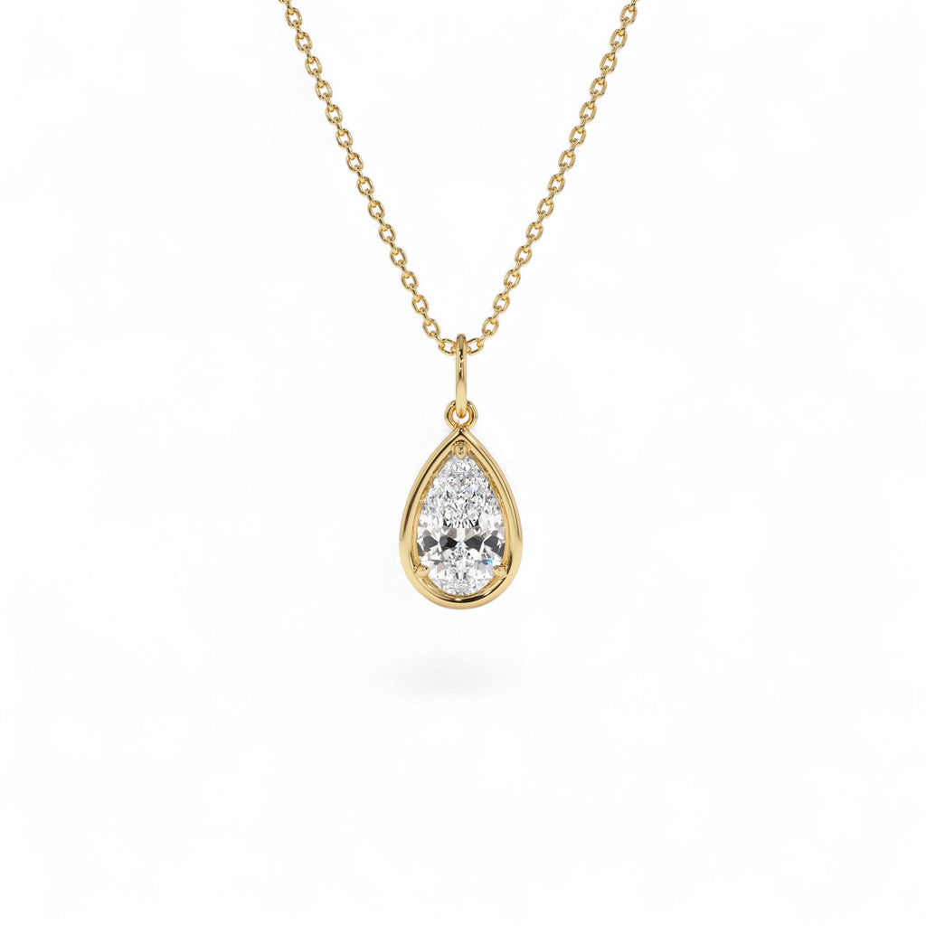 1 CTW Pear Shaped Lab-Grown Diamond Pendant Necklace in 14K Gold — view 1