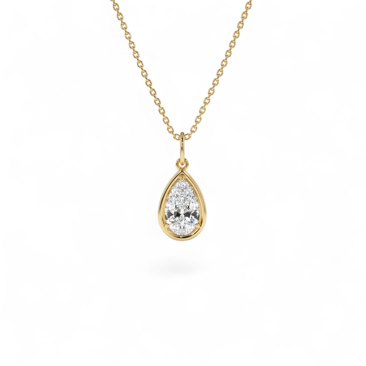 1 CTW Pear Shaped Lab-Grown Diamond Pendant Necklace in 14K Gold — view 1