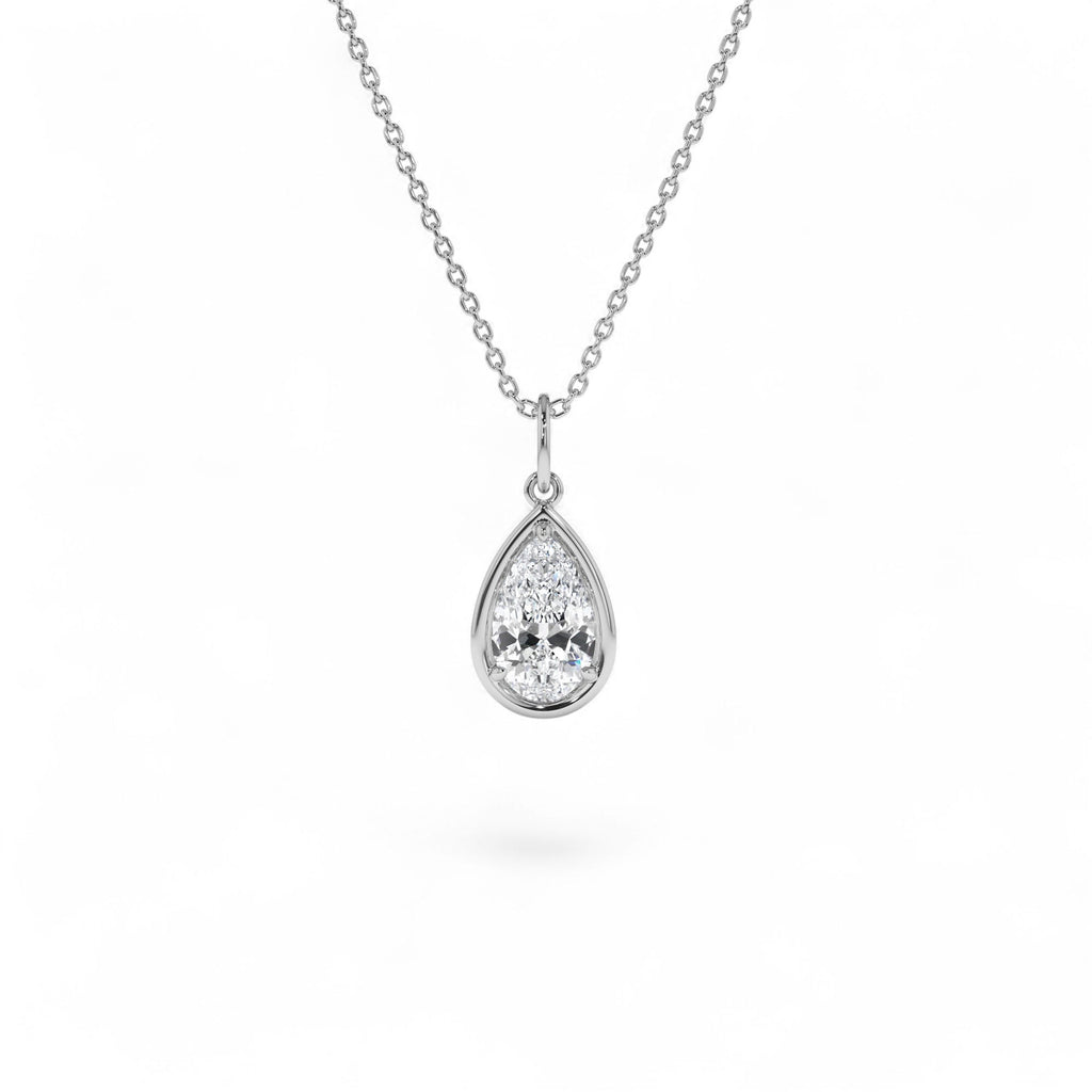 1 CTW Pear Shaped Lab-Grown Diamond Pendant Necklace in 14K Gold — view 3