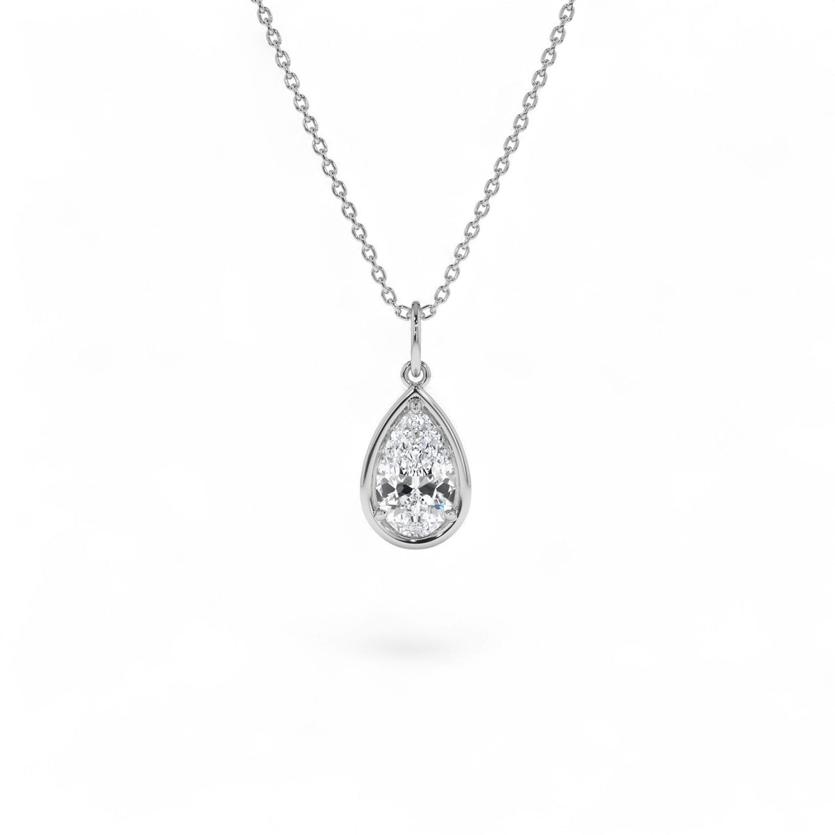 1 CTW Pear Shaped Lab-Grown Diamond Pendant Necklace in 14K Gold — view 3