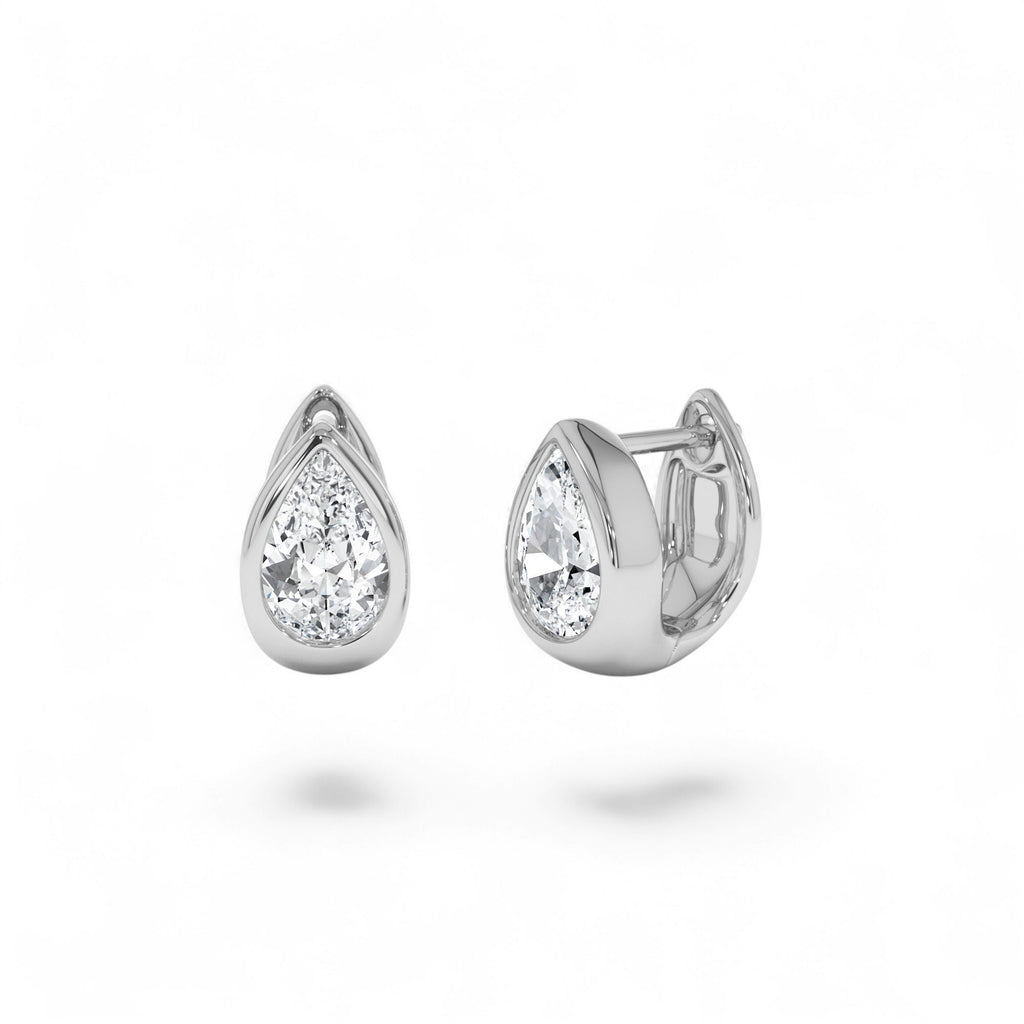 1.55 CTW Pear Lab Diamond Bezel Statement Stud Earrings in 14K Gold — view 3