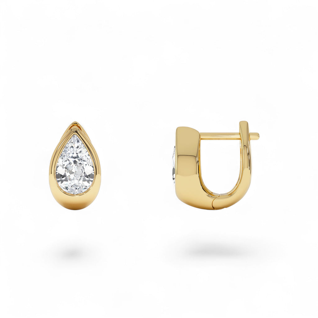 1.55 CTW Pear Lab Diamond Bezel Statement Stud Earrings in 14K Gold — view 2