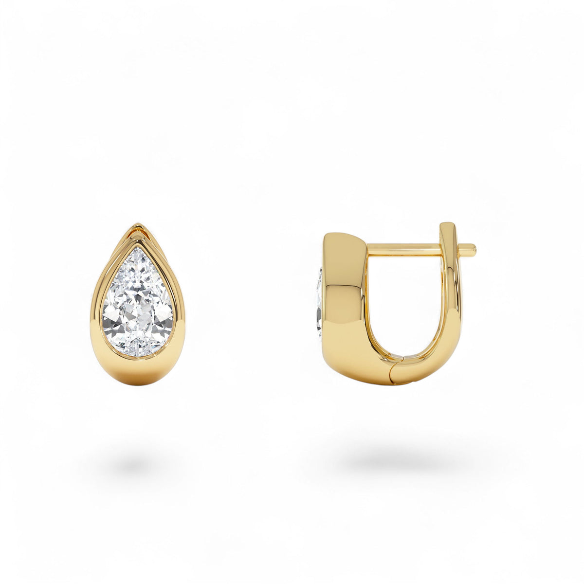 1.55 CTW Pear Lab Diamond Bezel Statement Stud Earrings in 14K Gold — view 2