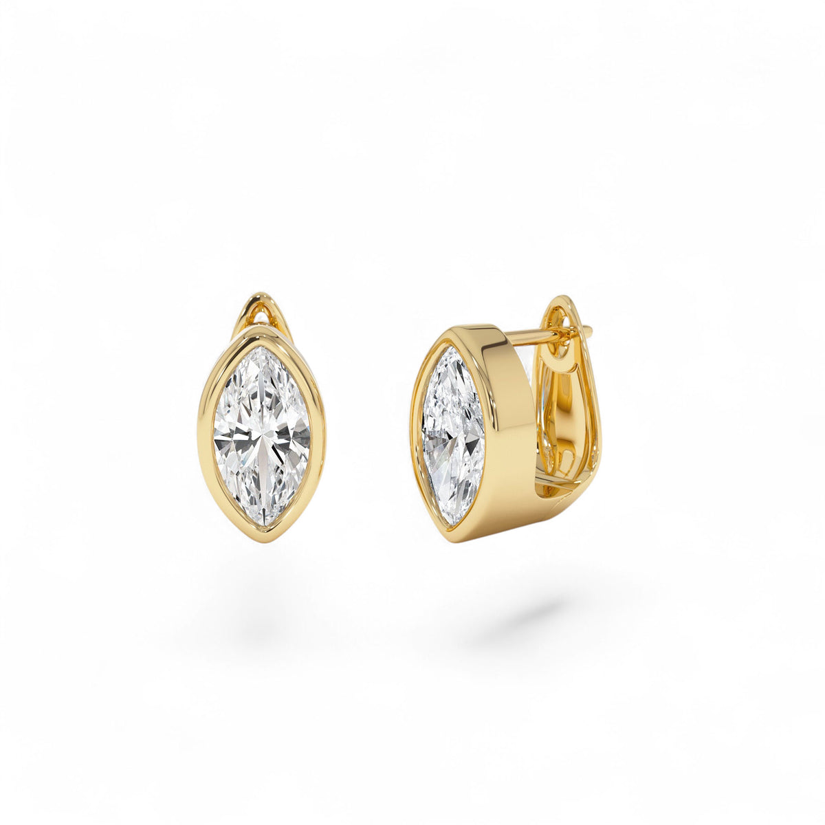 1.55 CTW Lab-Grown Marquise Diamond Bezel Statement Earrings in 14K Gold — view 1