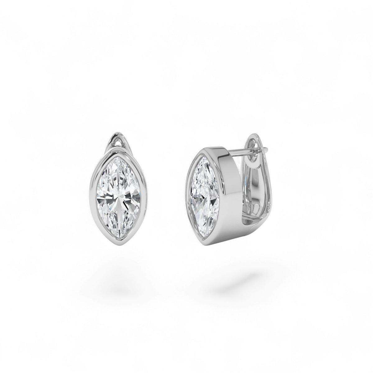 1.55 CTW Lab-Grown Marquise Diamond Bezel Statement Earrings in 14K Gold — view 3