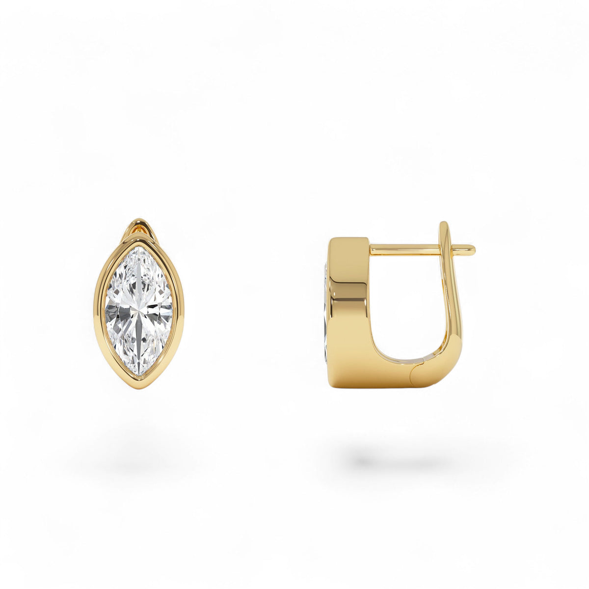 1.55 CTW Lab-Grown Marquise Diamond Bezel Statement Earrings in 14K Gold — view 2