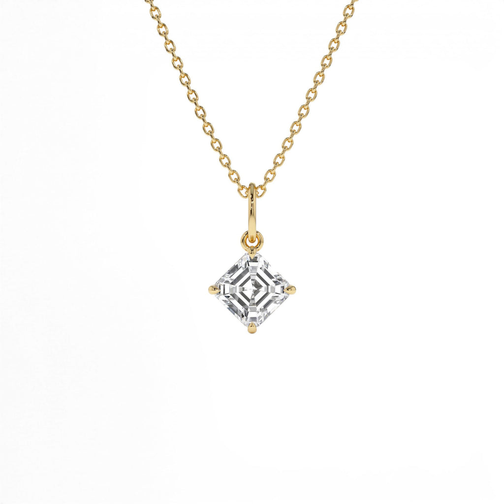 1.00 CTW Asscher Cut Lab-Grown Diamond Classic Charm Necklace in 14K Gold — view 1