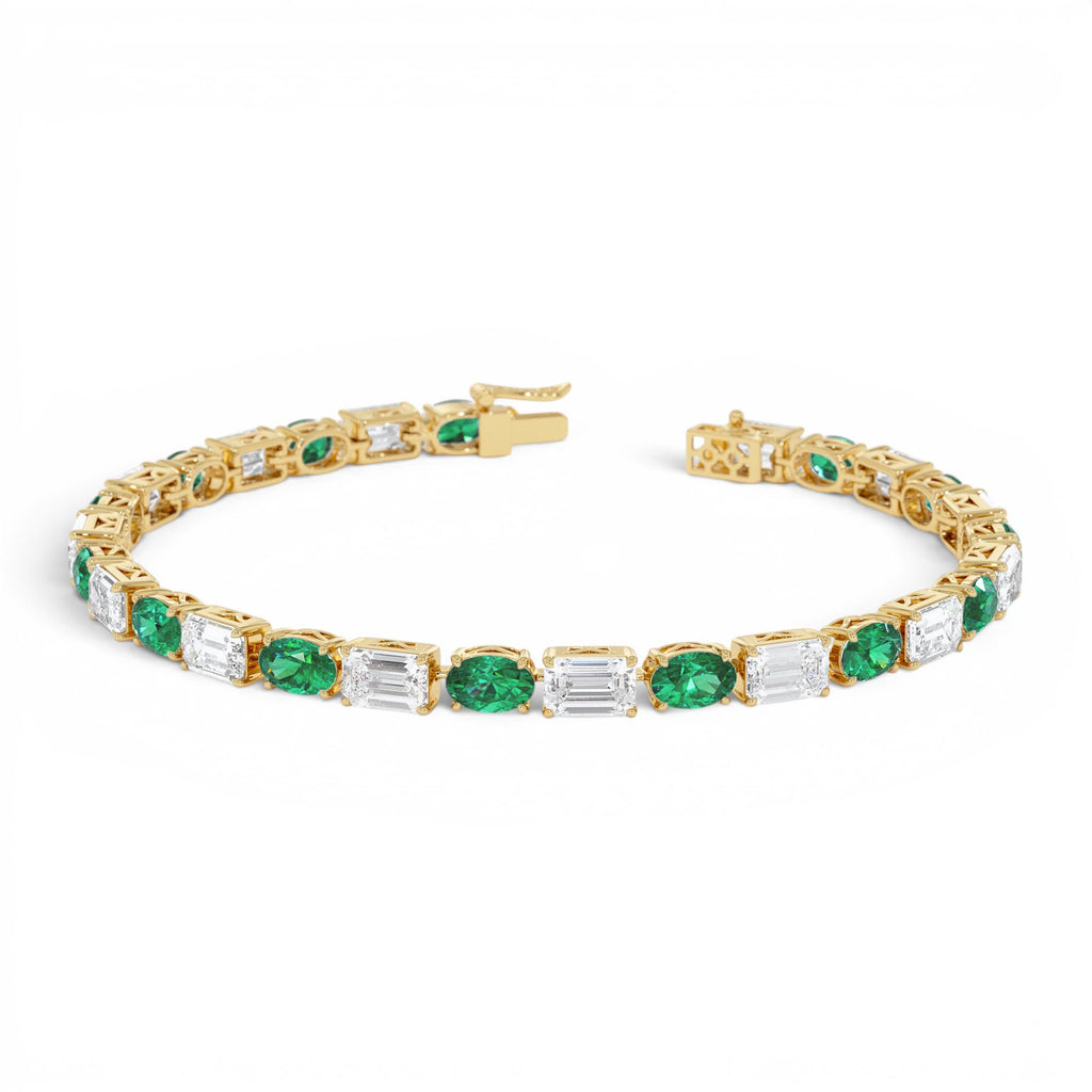 15.30 CTW Lab-Grown Colombian Emerald and Diamond Bracelet in 14K Gold — view 1