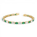 15.30 CTW Lab-Grown Colombian Emerald and Diamond Bracelet in 14K Gold — view 1