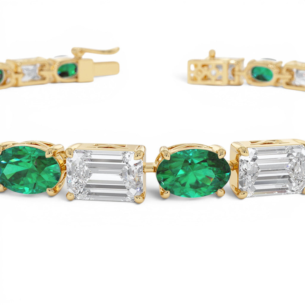 15.30 CTW Lab-Grown Colombian Emerald and Diamond Bracelet in 14K Gold — view 2