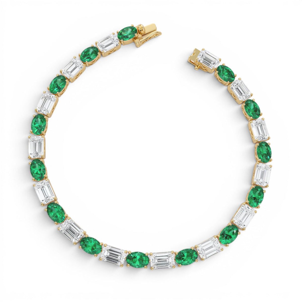 15.30 CTW Lab-Grown Colombian Emerald and Diamond Bracelet in 14K Gold — view 3