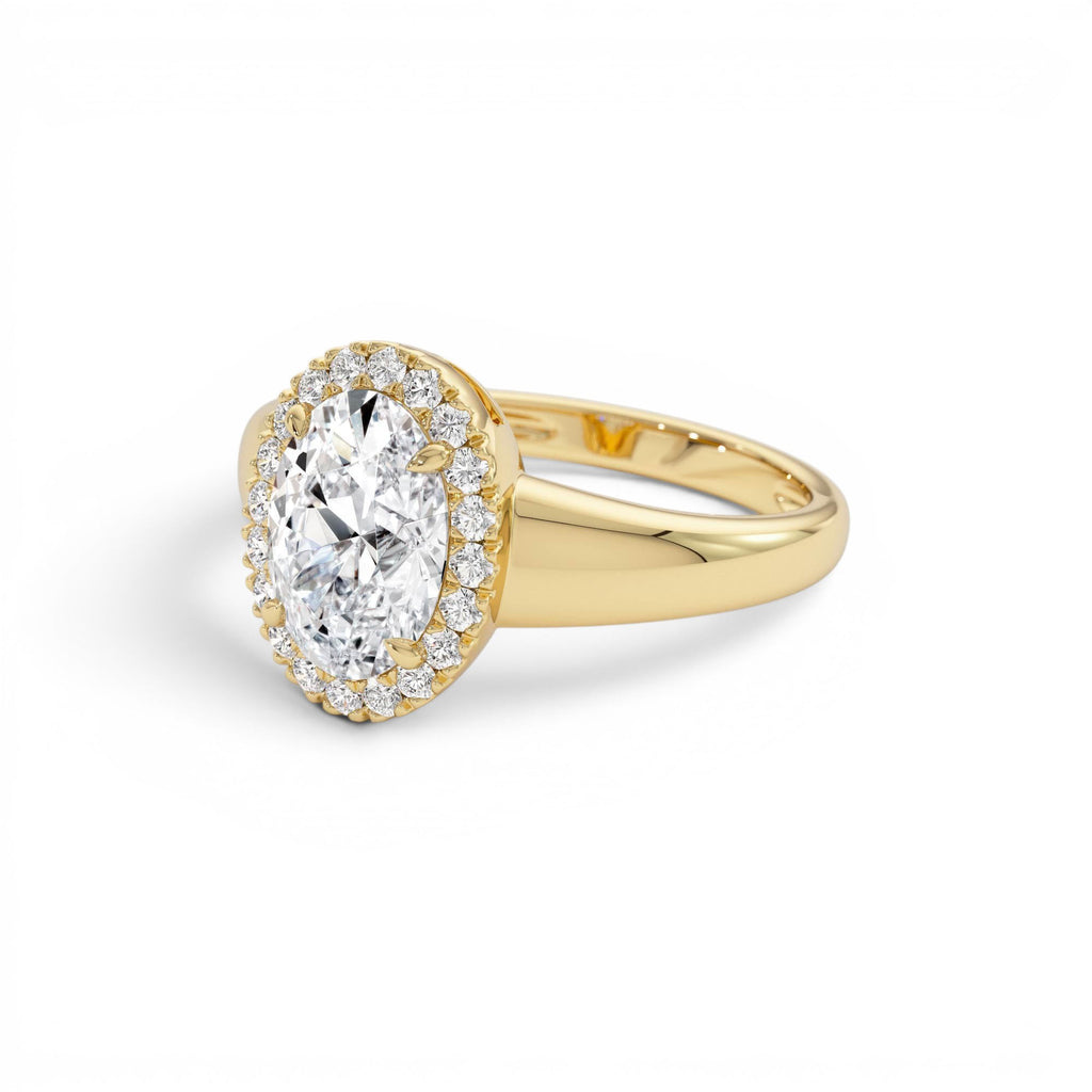 1.85 CTW Oval Shape Lab-Grown Diamond Halo Engagement Ring in 14K Gold — view 2