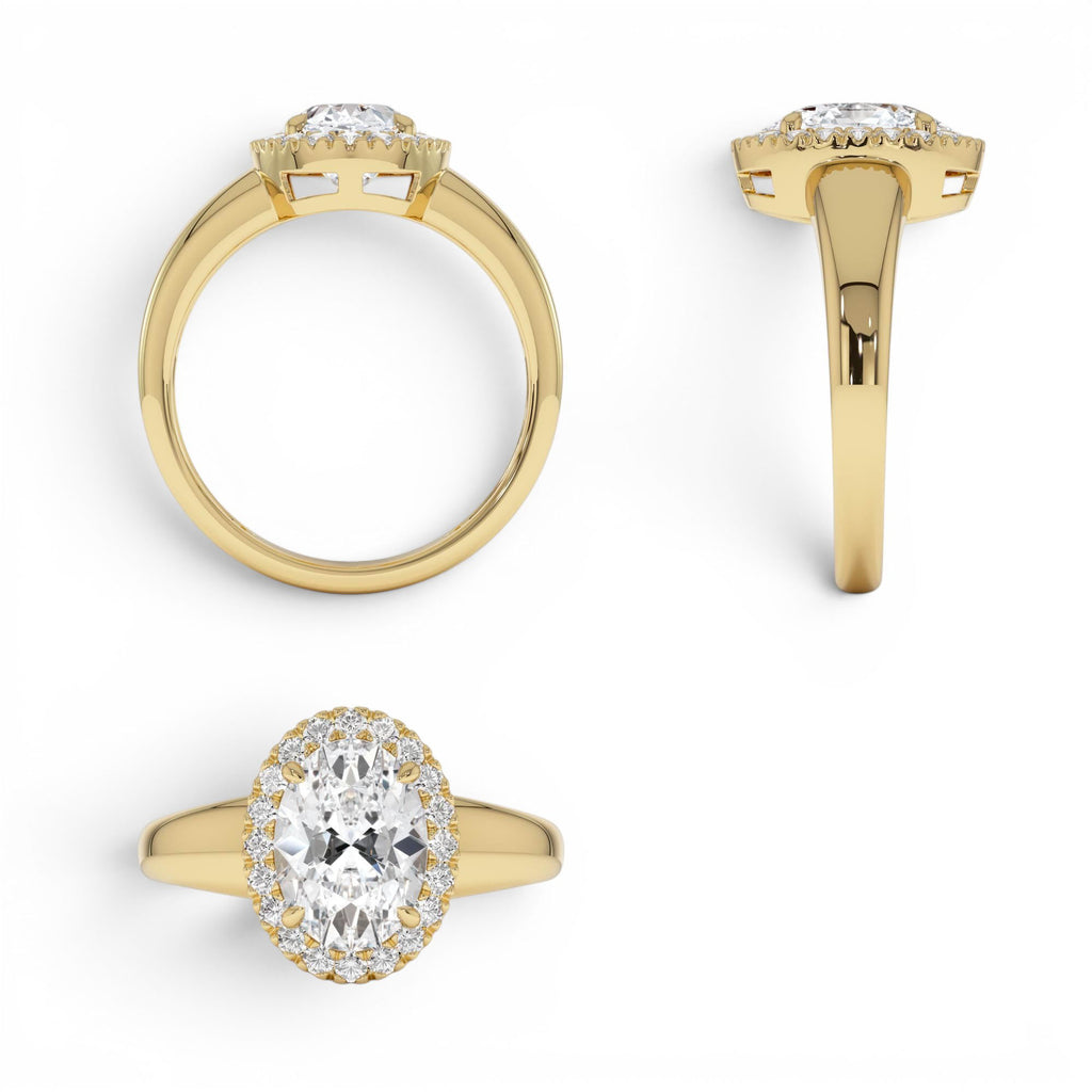 1.85 CTW Oval Shape Lab-Grown Diamond Halo Engagement Ring in 14K Gold — view 3