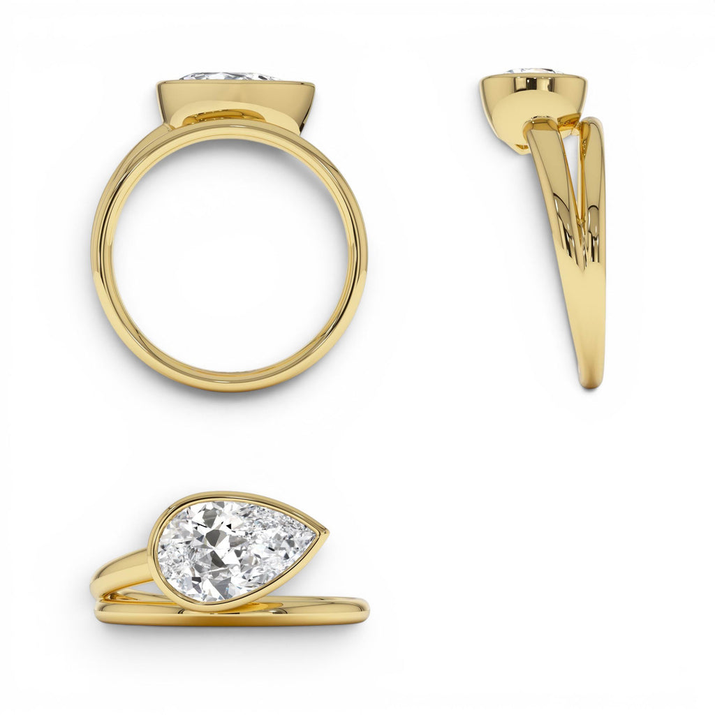1.5 CTW Pear Bezel Setting Lab Diamond Ring — view 3
