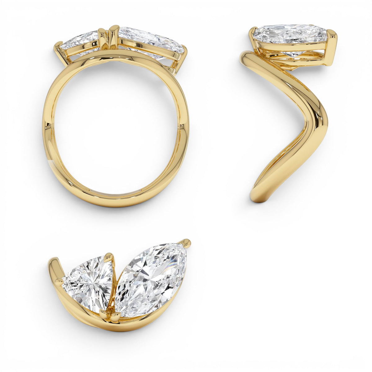 3.00ctw Marquise & Trillion Lab-Grown Diamond Statement Ring in 14K Gold — view 3