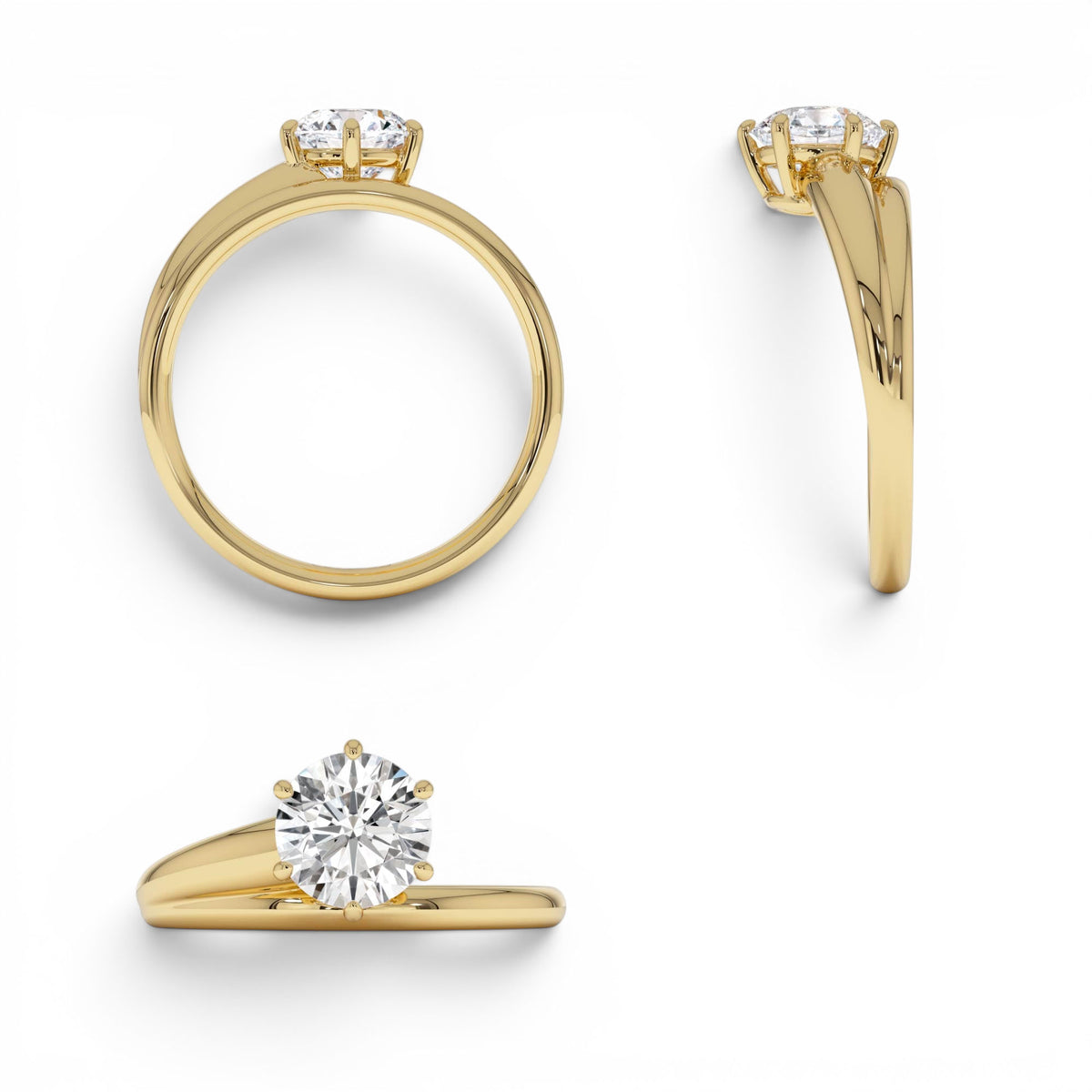 1.00 CTW Round Lab Diamond Unique Solitaire Ring — view 3