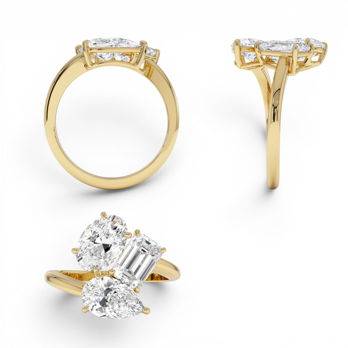 3.00ctw Lab-Grown Diamond Multi-Cut Cocktail Ring in 14K Gold — view 3