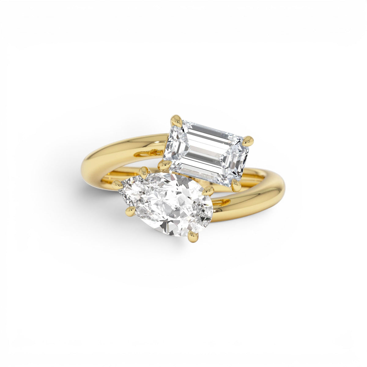 2.11 CTW Lab-Grown Diamond Two Stone Toi et Moi Ring in 14K Gold — view 1