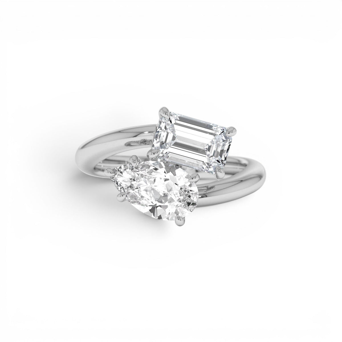 2.11 CTW Lab-Grown Diamond Two Stone Toi et Moi Ring in 14K Gold — view 4