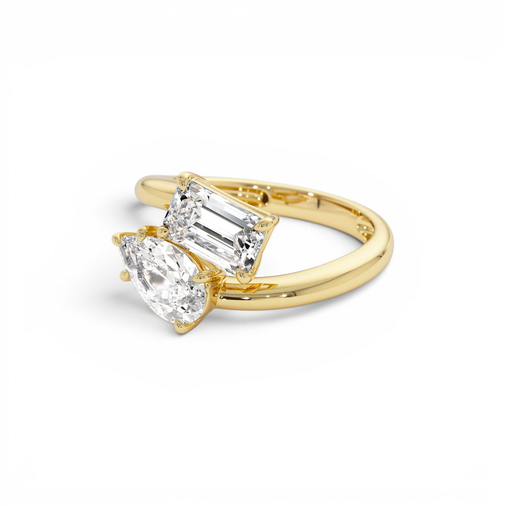 2.11 CTW Lab-Grown Diamond Two Stone Toi et Moi Ring in 14K Gold — view 2