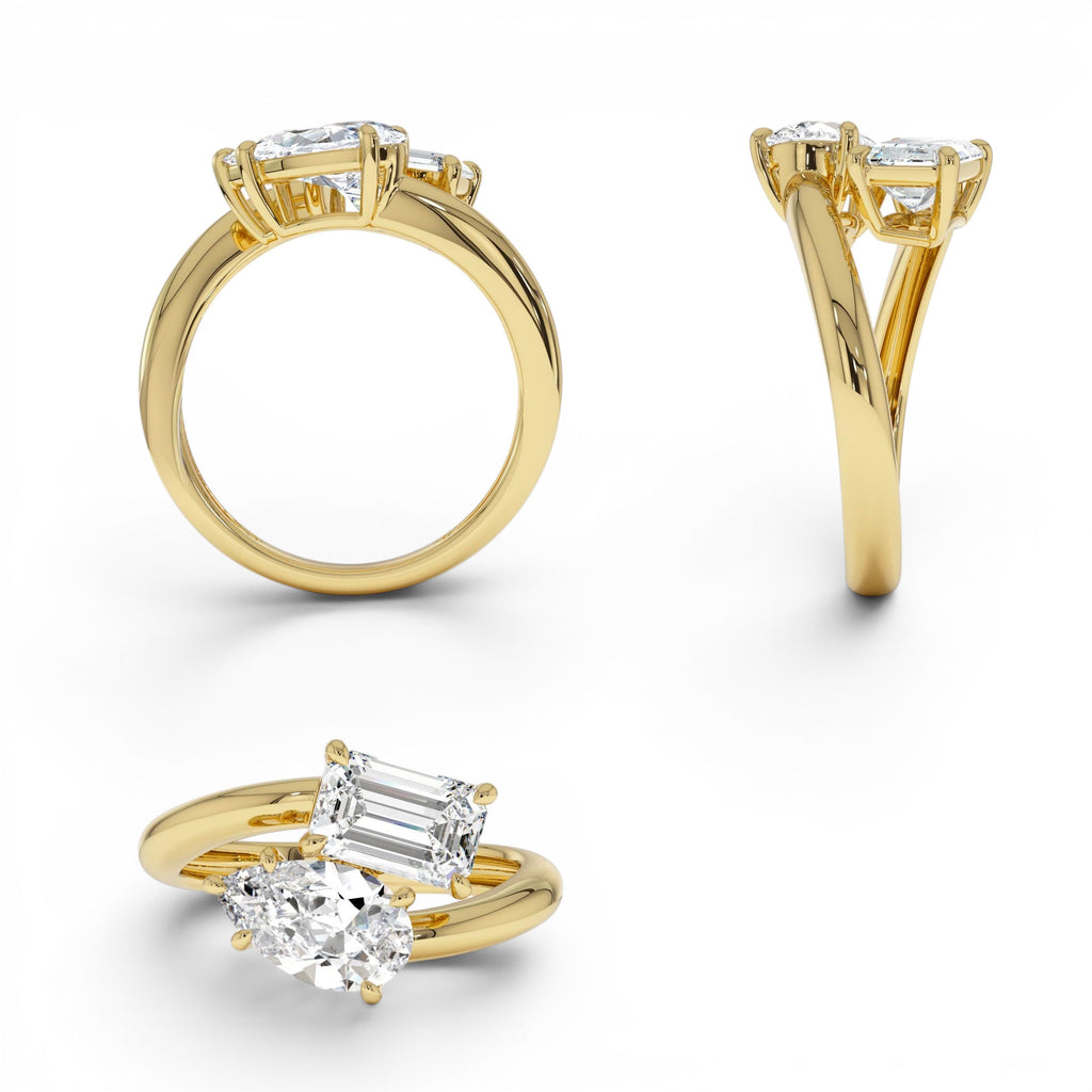 2.11 CTW Lab-Grown Diamond Two Stone Toi et Moi Ring in 14K Gold — view 3