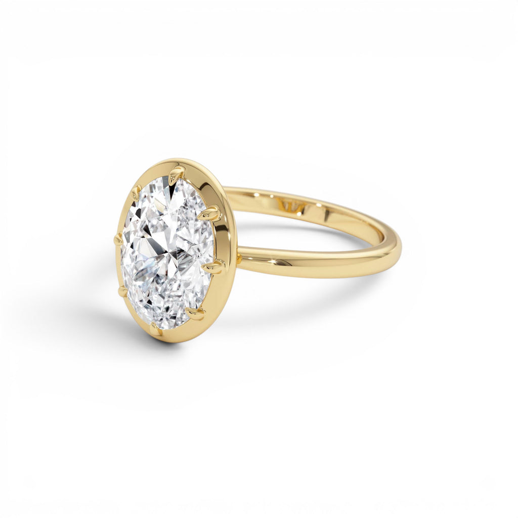 2.00 CTW Oval Shape Lab-Grown Diamond Claw Prong Engagement Ring in 14K Gold — view 2