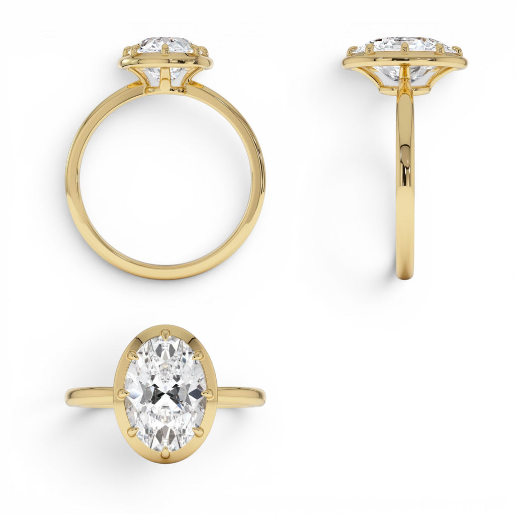 2.00 CTW Oval Shape Lab-Grown Diamond Claw Prong Engagement Ring in 14K Gold — view 3