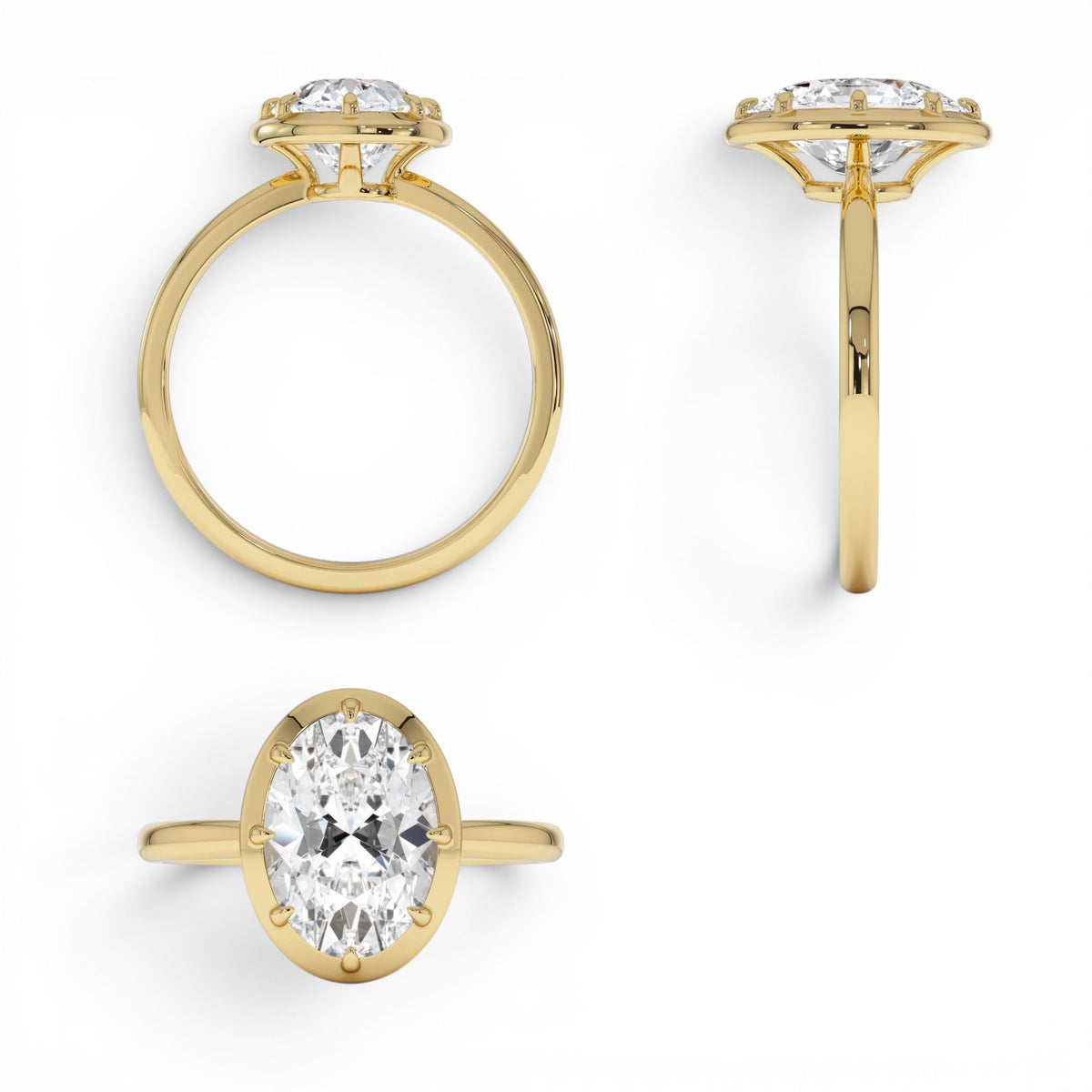 2.00 CTW Oval Shape Lab-Grown Diamond Claw Prong Engagement Ring in 14K Gold — view 3
