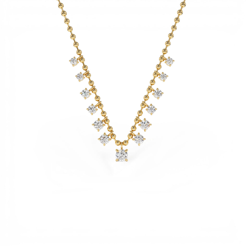 1.75 CTW Prong Setting Lab Diamond Beaded Necklace in 14K Gold — view 1