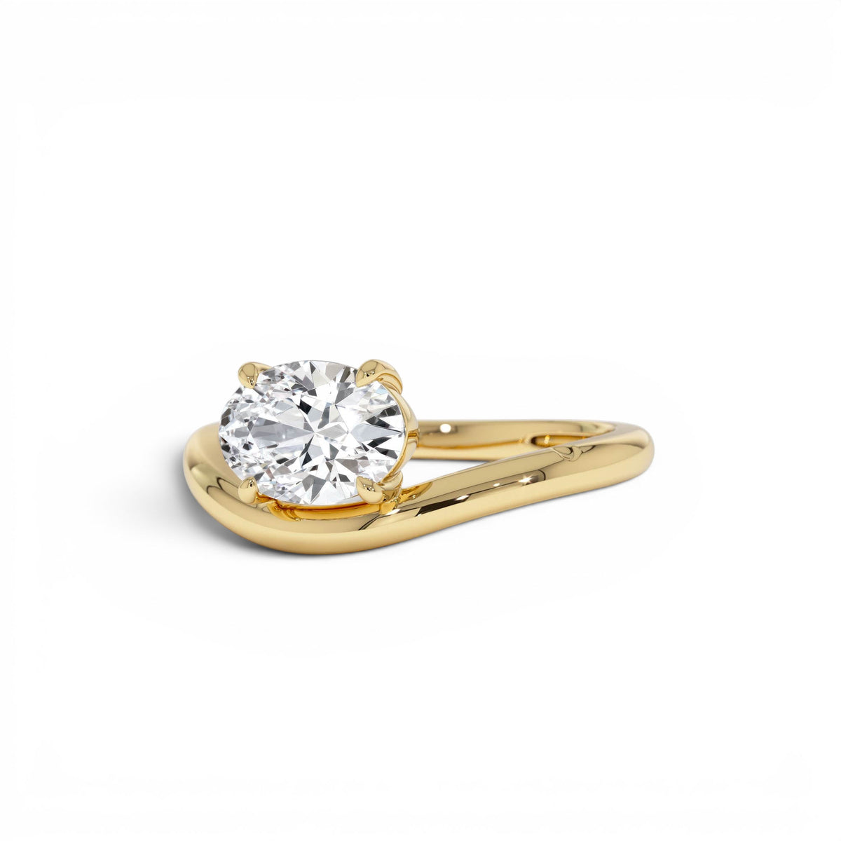 1ct Oval Shaped Lab-Grown Contemporary Diamond Engagement Ring — view 1
