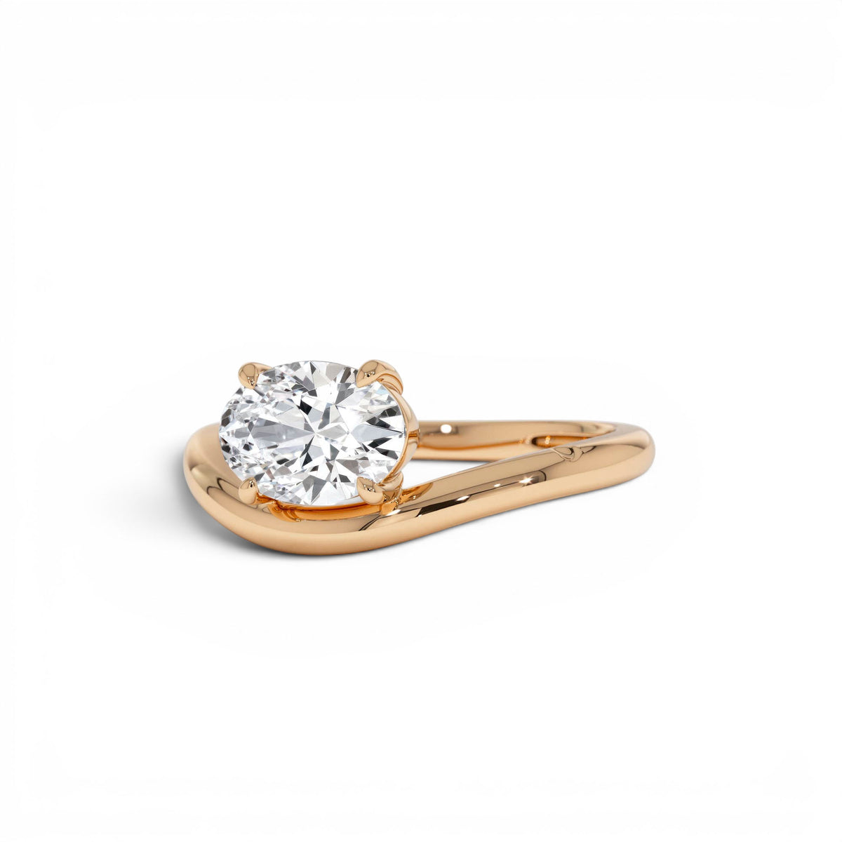 1ct Oval Shaped Lab-Grown Contemporary Diamond Engagement Ring — view 5