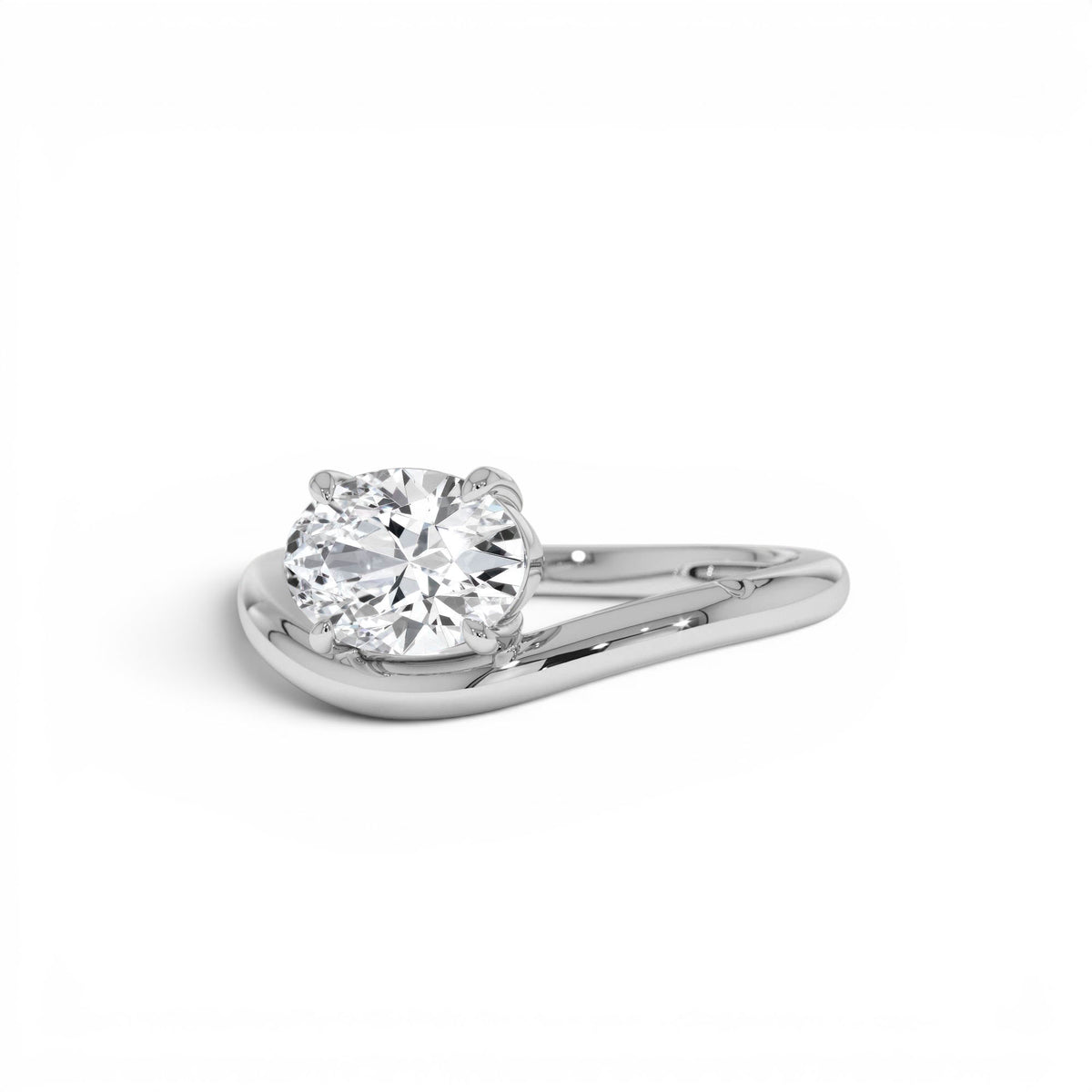 1ct Oval Shaped Lab-Grown Contemporary Diamond Engagement Ring — view 4