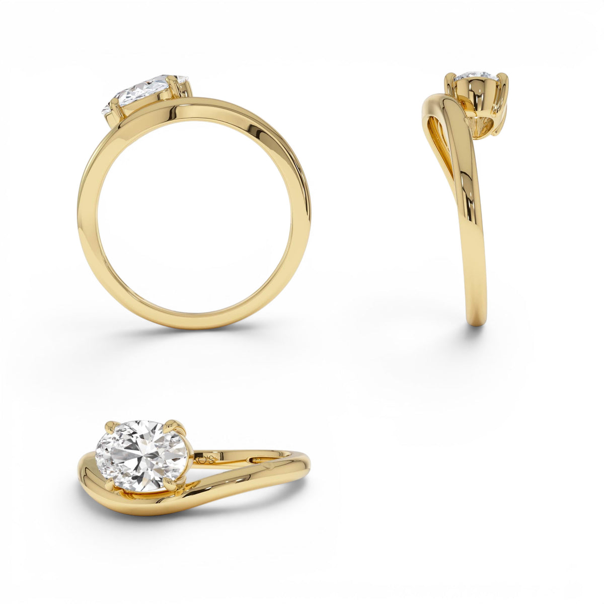 1ct Oval Shaped Lab-Grown Contemporary Diamond Engagement Ring — view 3