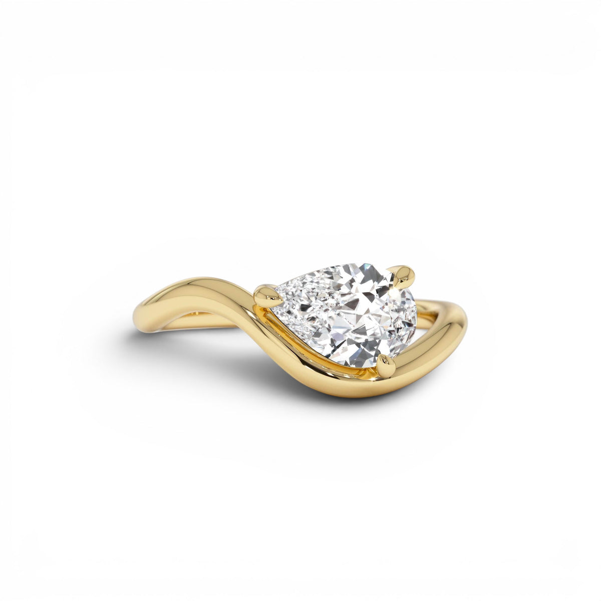 1ct Pear Shaped Lab-Grown Contemporary Diamond Engagement Ring — view 1