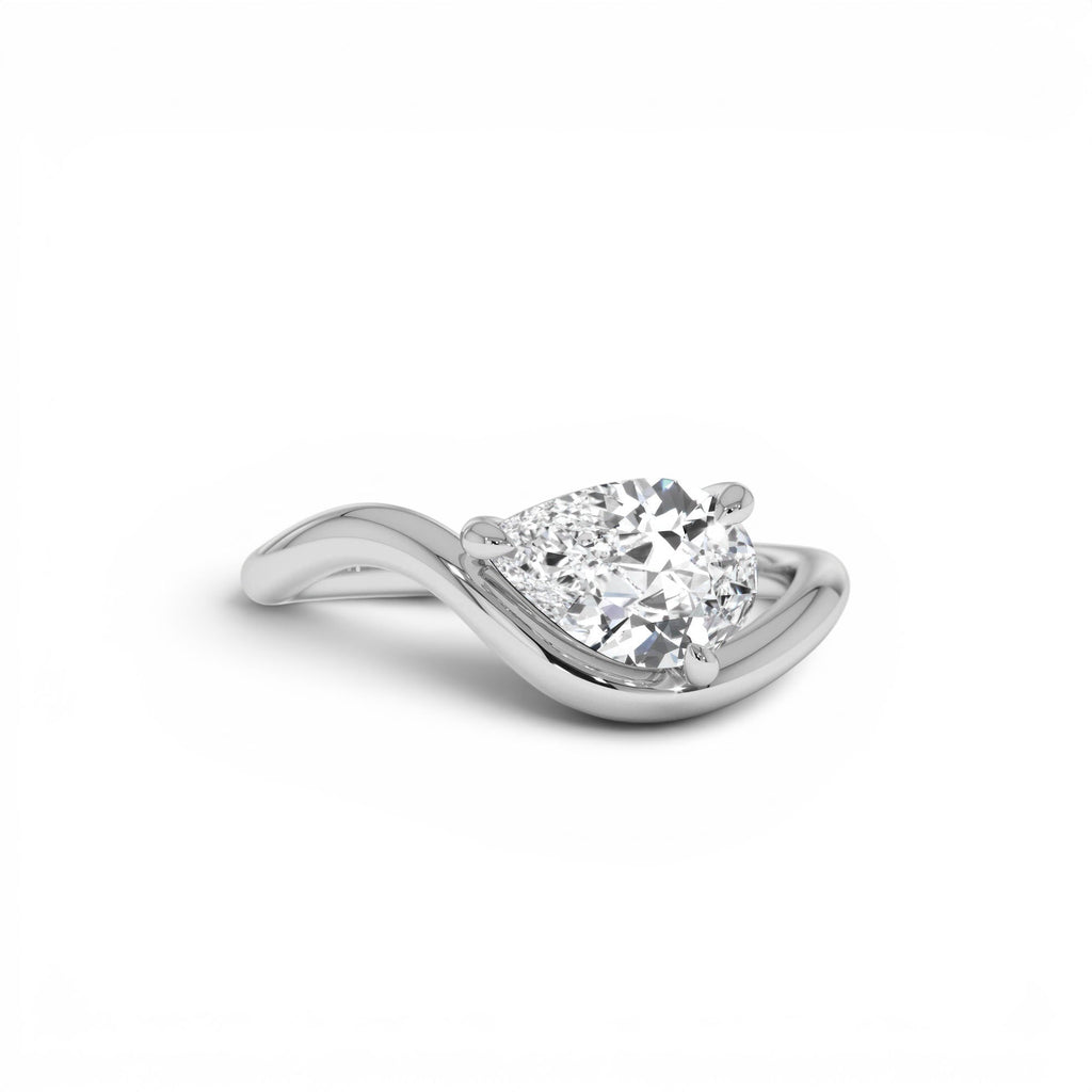 1ct Pear Shaped Lab-Grown Contemporary Diamond Engagement Ring — view 4