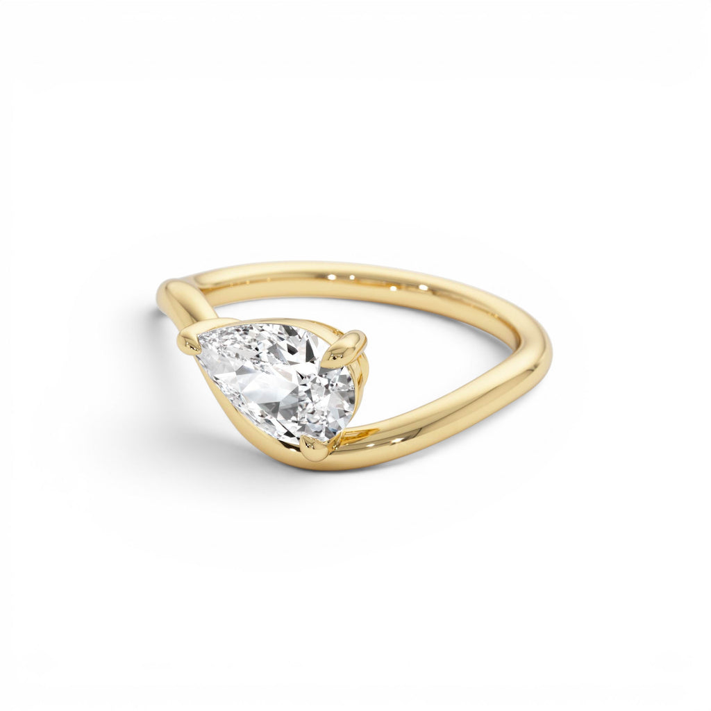 1ct Pear Shaped Lab-Grown Contemporary Diamond Engagement Ring — view 2