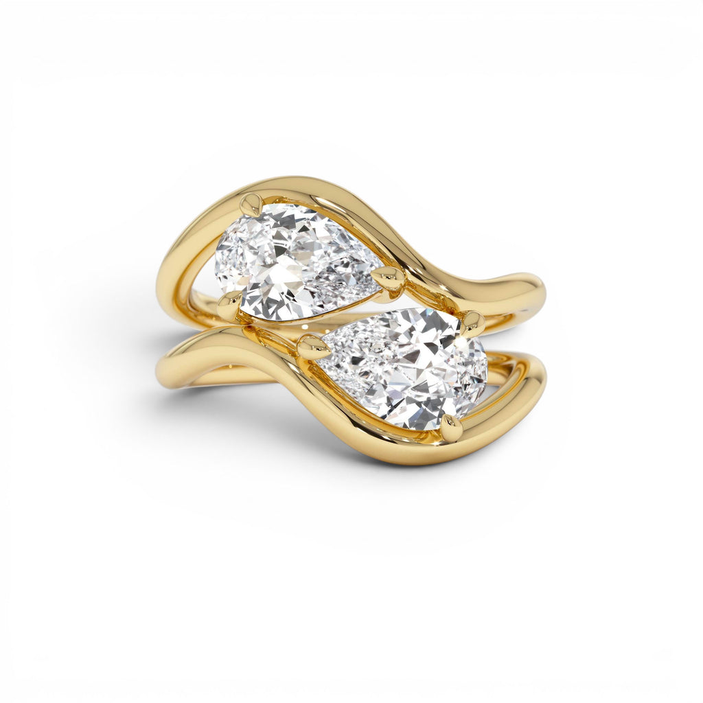 2.00 CTW Pear Shaped Lab-Grown Diamond Stacked Rings in 14K Gold — view 1