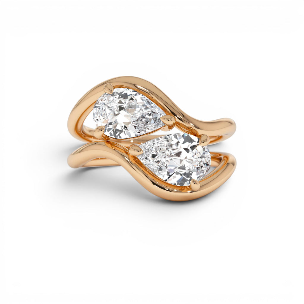 2.00 CTW Pear Shaped Lab-Grown Diamond Stacked Rings in 14K Gold — view 5