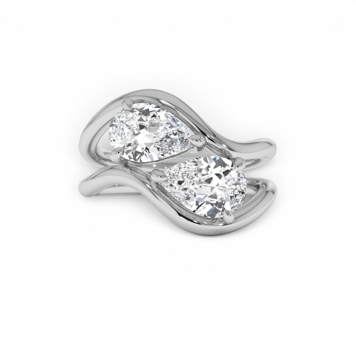 2.00 CTW Pear Shaped Lab-Grown Diamond Stacked Rings in 14K Gold — view 4