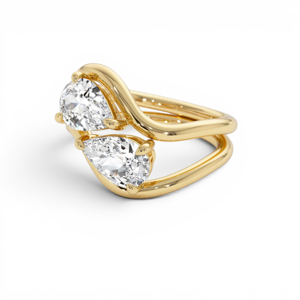 2.00 CTW Pear Shaped Lab-Grown Diamond Stacked Rings in 14K Gold — view 2