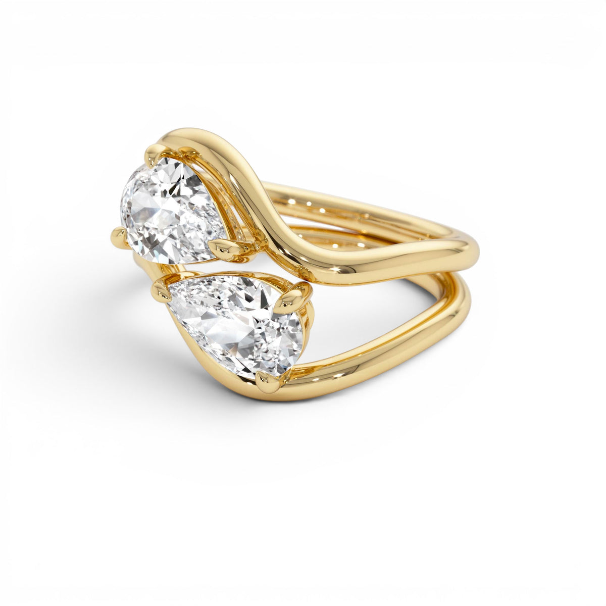2.00 CTW Pear Shaped Lab-Grown Diamond Stacked Rings in 14K Gold — view 2