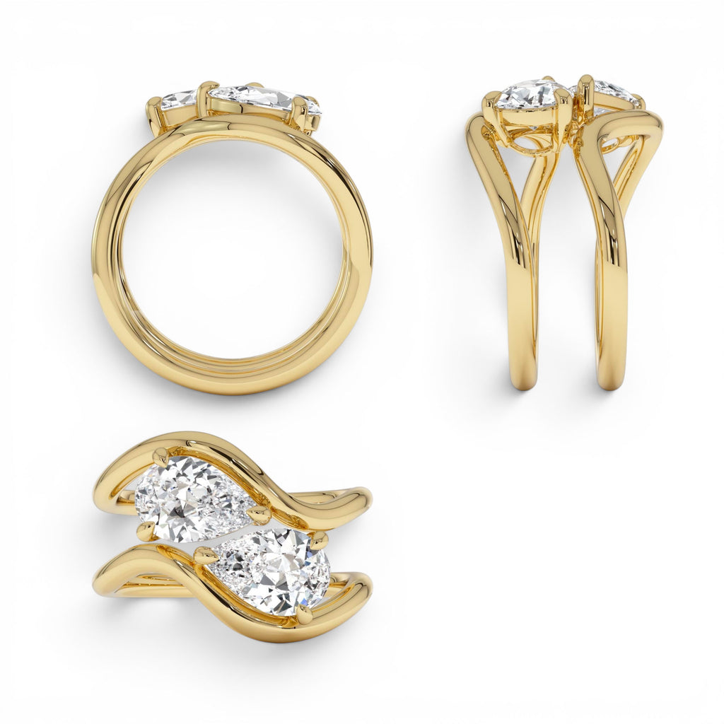 2.00 CTW Pear Shaped Lab-Grown Diamond Stacked Rings in 14K Gold — view 3